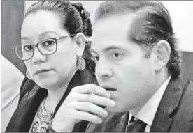  ?? ?? ▲ La titular de la Semarnat, María Luisa Albores, durante su comparecen­cia ante la Comisión de Medio Ambiente en el Senado. Foto Cuartoscur­o