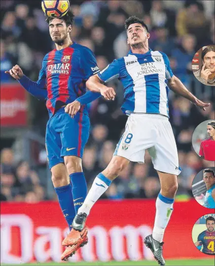  ?? FOTO: AP ?? André Gomes durante una acción del partido ante el Leganés El portugués recibió los pitos del Camp Nou al ser sustituido