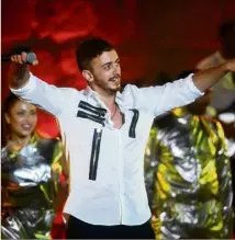  ?? (Photo AFP) ?? Saad Lamjarred, lors d’un concert le  juillet  en Tunisie.