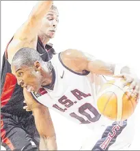  ?? ASSOCIATED PRESS FILE PHOTO/ISAAC BREKKEN ?? In this Aug. 25, 2007 file photo, Canada’s Carl English guards the United States’ Kobe Bryant during their FIBA Americas Championsh­ip basketball game in Las Vegas. For English to go from practising alone on a roadside in Patrick’s Cove to playing...