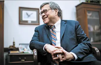  ?? AL DRAGO/BLOOMBERG ?? The confirmati­on hearing for Attorney General nominee William Barr before the Senate Judiciary Committee is Tuesday.