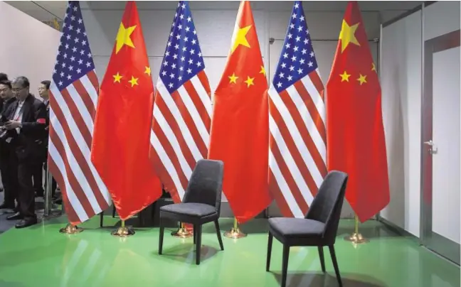  ?? ABC ?? Escenario listo para acoger un encuentro entre Trump y Xi Jinping en una cumbre del G-20 en Osaka en 2019