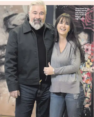  ?? MARK MARLOW ?? Close bond: Terry Bradley and his wife Ashley at their studio in Bangor