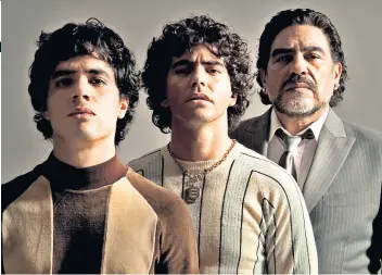  ?? ?? Troubled genius: The three ages of Diego Maradona as depicted in ‘Maradona: Blessed Dream’