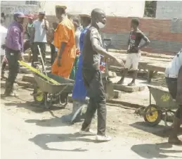  ??  ?? Cleaning in the City of Lusaka yesterday.