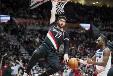  ?? THE ASSOCIATED PRESS FILE ?? Trail Blazers center Jusuf Nurkic, left, agreed to a $70million contract with Portland, Friday, July 1, 2022.