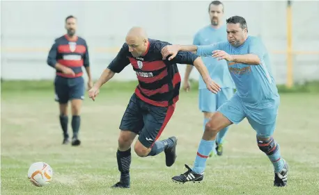  ?? ?? Boldon CW Old Barrel and Seaton Buildings (light blue) contest their Division Two match at Boldon CA Sports Ground (pictures by Tim Richardson).