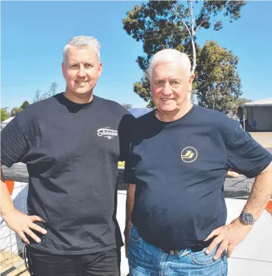  ??  ?? Leyburn Legend and iconic race car driver Dick Johnson with son Steven at the 2021 Historic Leyburn Sprints at the weekend. Picture: Madison Mifsud-Ure