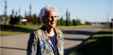  ?? PHOTOS: JASON FRANSON FOR NATIONAL POST ?? Citizens on Patrol member Margaret Erickson, 85, will often scare off suspicious cars parked at the town’s cemetery.