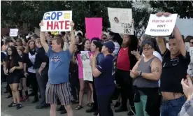  ?? ?? Pro-LGBTQ+ protesters at a rally in North Carolina. Photograph: Emery P Dalesio/AP