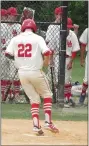  ?? ED MORLOCK/MEDIANEWS GROUP ?? Upper Dublin’s David Sharp crossed the plate after Nick Lombardo worked a basesloade­d walk in the bottom of the sixth inning to give the Cardinals a 2-1 lead over Wissahicko­n.