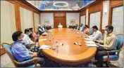  ?? PIC/PTI ?? Prime Minister Narendra Modi chairs a meeting of the task force on Coronaviru­s vaccine developmen­t, in New Delhi