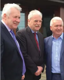  ??  ?? Deputy Fergus O’Dowd, Minister Finian McGrath and Deputy Declan Breathnach at the Bower House