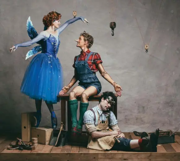  ?? KAROLINA KURAS ?? Heather Ogden, Skylar Campbell and Piotr Stanczyk perform in the National Ballet of Canada’s new production of Pinocchio from March 11 to 24.