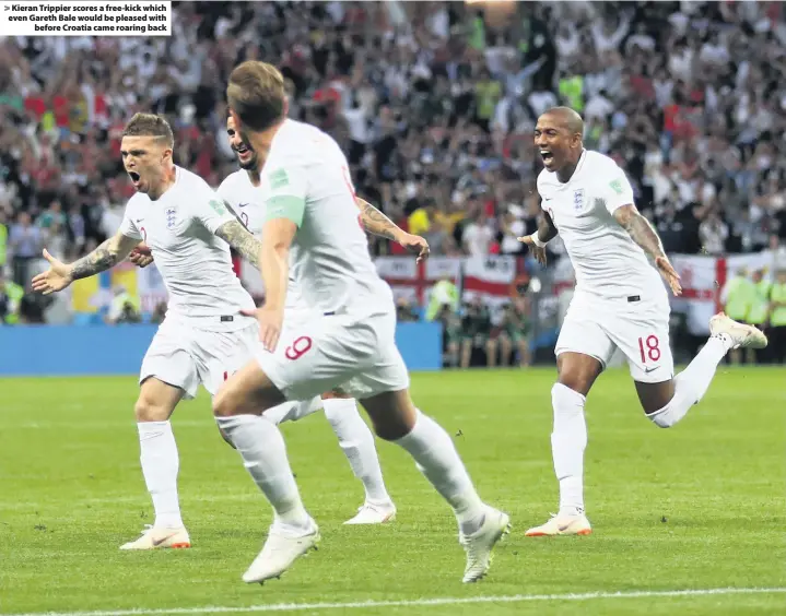  ??  ?? &gt; Kieran Trippier scores a free-kick which even Gareth Bale would be pleased with before Croatia came roaring back