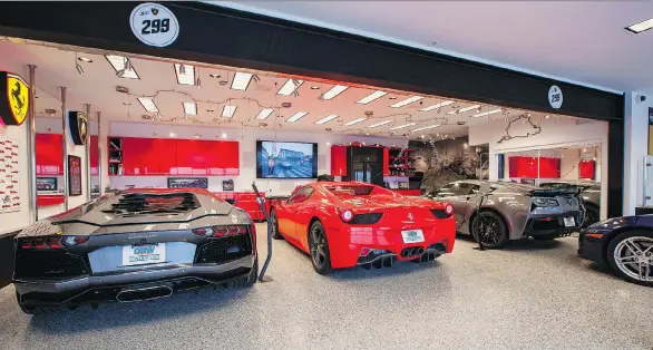  ?? DEBRA BRASH/ TIMES COLONIST ?? Bob Dales needed space in his remodelled 1950s Victoria home to hold his car collection, which includes a Lamborghin­i, Ferrari and two Corvettes.