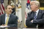  ?? CAROLYN KASTER — ASSOCIATED PRESS FILE PHOTO ?? On Jan. 11, President Donald Trump and Kentucky Gov. Matt Bevin talk during a prison reform roundtable discussion.