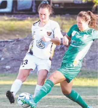  ?? Picture: RICHARD GOSLING ?? Mudgeeraba’s Jemima Lockley (left) has hit form in the NPL Women’s.