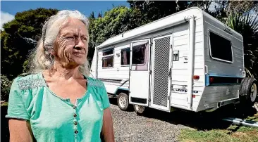  ?? ABIGAIL DOUGHERTY/STUFF ?? Trish Honey fell ill after her caravan was treated with methyl bromide at her home in Oratia, Auckland.