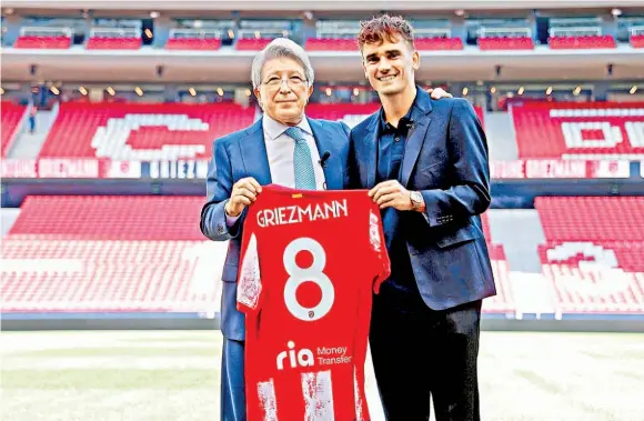  ??  ?? Regreso. Antoine Griezmann brilló en su primera etapa con el Atlético de Madrid y espera repetir ahora que regresa cedido, con opción de compra, del Barcelona.