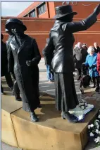  ??  ?? The Govan Reminiscen­ce Group gathers at the Mary Barbour memorial