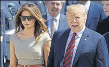  ?? GETTY FILE ?? Breaking rank with her husband? Melania and Donald Trump at Stansted Airport in Essex, England.