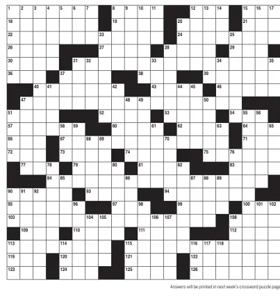  ??  ?? Answers will be printed in next week’s crossword puzzle page.