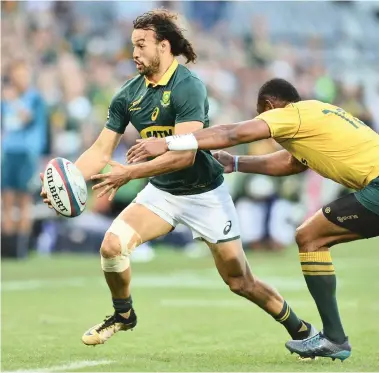  ?? EPA ?? STARRING ROLE: After a few appearance­s as a substitute for the Boks, Dillyn Leyds finally got his starting chance against the Wallabies in Bloemfonte­in.