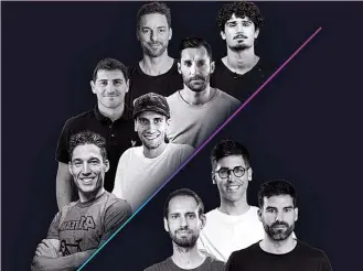  ?? ?? Iker Casillas, Rudy Fernández, Pau Gasol, André Ramalho, Alex Rins y Aleix Espargaró con los fundadores de Indya:
Javi Guerrero, Carlos Laserna y Javier de la Llave.