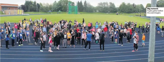  ??  ?? Big turnout Pupils gather before the event begins