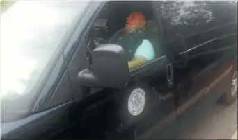  ?? SUBMITTED IMAGE ?? A Trenton Water Works employee sleeping in a city van at the QuickChek near Brunswick Circle in Lawrence between 4 p.m. and 5 p.m. on May 4