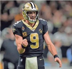  ?? DERICK E. HINGLE/USA TODAY SPORTS ?? The Saints and quarterbac­k Drew Brees tied with the Rams for the best record at 13-3 but defeated Los Angeles 45-35 in Week 9.