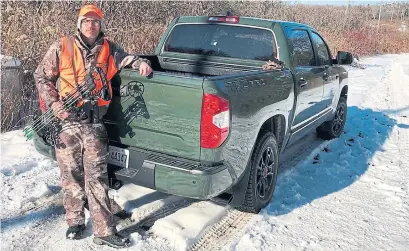  ??  ?? With enough room in the short bed for a deer and tree stands, the Tundra proved its worth for hunting in the backcountr­y.