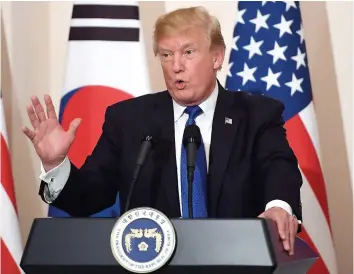  ?? PHOTO AFP ?? Donald Trump, lors d’une conférence de presse à la Maison-Bleue, hier à Séoul.