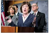  ?? AP/J. SCOTT APPLEWHITE ?? Sen. Susan Collins, R-Maine, pushes for provisions on lowering health care costs at a news conference Wednesday, but the measure was excluded from the final spending agreement.