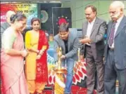  ??  ?? Principal S Rawat along with Chief Guest Rajanish Singh, Guest of Honour Geeta Rawat and Chairman OP Gaur