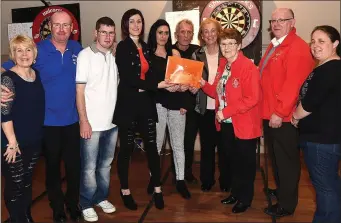  ??  ?? Ollie Thompson, Elaine Thornton, Sarah Thompson and Tricia Johnson organisers of the Jillian Thornton Memorial darts tournament present €1300 raised to the Drogheda branch of the Special Olympics