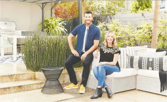 ??  ?? Contractor Brian McCourt and design expert Sarah Keenleysid­e, hosts of Backyard Builds on HGTV Canada, see many creative new uses for the backyard being applied by homeowners.