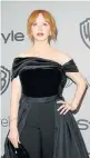  ??  ?? OFF THE SHOULDER: Christina Hendricks in black velvet