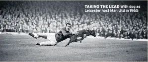  ??  ?? TAKING THE LEAD With dog as Leicester host Man Utd in 1965
