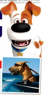  ??  ?? BARKS OFFICE APPEAL: Jack Russells in 1999’s My Dog Skip, left, and 2016’s The Secret Life Of Pets, top. Right, Great Dane Marmaduke in his own movie