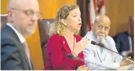  ?? JOE RAEDLE/GETTY ?? U.S. Rep. Debbie Wasserman Schultz speaks at a committee hearing on election issues in May. She is demanding that President Trump take actions to protect election security.