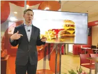  ??  ?? MCDONALD’S US President Chris Kempczinsk­i speaks about fresh beef expansion at a McDonald’s event in Oak Brook, Illinois, United States on March 5.