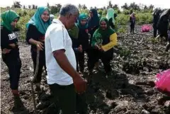  ??  ?? PESERTA mendapat bantuan daripada kakitangan
Jabatan Perhutanan Kedah mengenai cara
menanam.