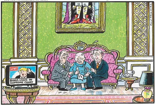  ??  ?? ‘You’re not the first woman Boris has let down!’ To order a print of this Paul Thomas cartoon or one by Pugh, visit Mailpictur­es.newsprints.co.uk or call 020 7566 0360.