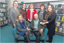  ?? Picture: Steven Brown. ?? Councillor David Graham, Heather Stuart, Fay Morgan, Carol Sinclair, Stephanie McNamee and, front, service users Joan Howell and Andrew Rodger.