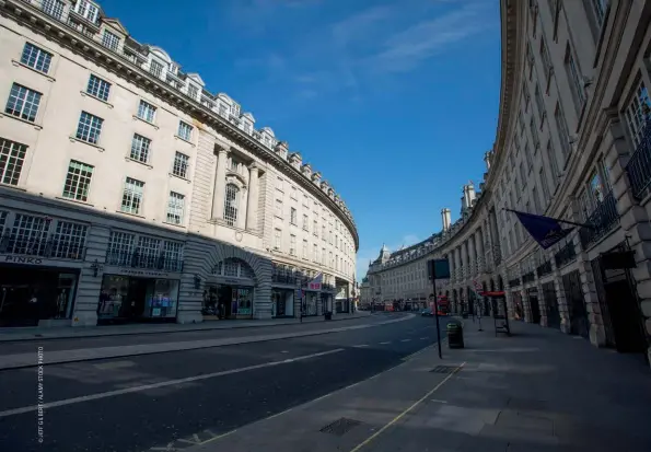  ?? ?? When everything collapsed: Regent Street in central London at the height of the pandemic last year