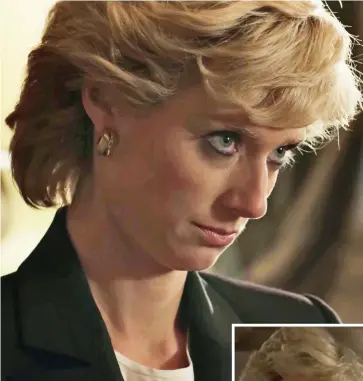  ?? ?? Tears: Elizabeth Debicki as Diana in The Crown and, inset, the late princess in the Bashir interview
