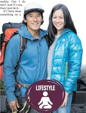  ?? Pictures: National Geographic ?? GETTING TO THE TOP. Jimmy Chin and Chai Vasarhelyi on location during the filming of Free Solo.