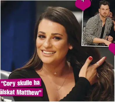  ??  ?? "CORY SKULLE HA ÄLSKAT MATTHEW"” Glee”- skådisen Lea Michele är lycklig igen efter tragedin 2013 när hennes dåvarande pojkvän Cory Monteith avled i en drogöverdo­s. En av anledninga­rna till stjärnans breda leende är hennes pojkvän Matthew Paetz som nyligen satte en ring på hennes förlovning­sfinger.